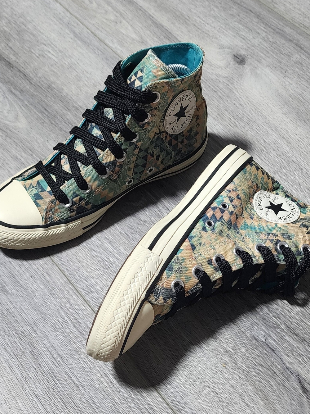 Convetse Chuck Taylor All Star High Top Aztec Geometric Sneakers Womens Size 7
